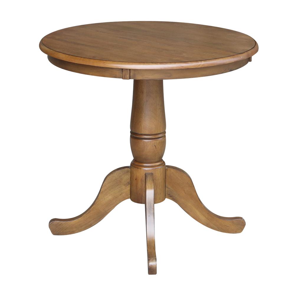 30" Round Top Pedestal Table - 28.9"H, Pecan. Picture 2