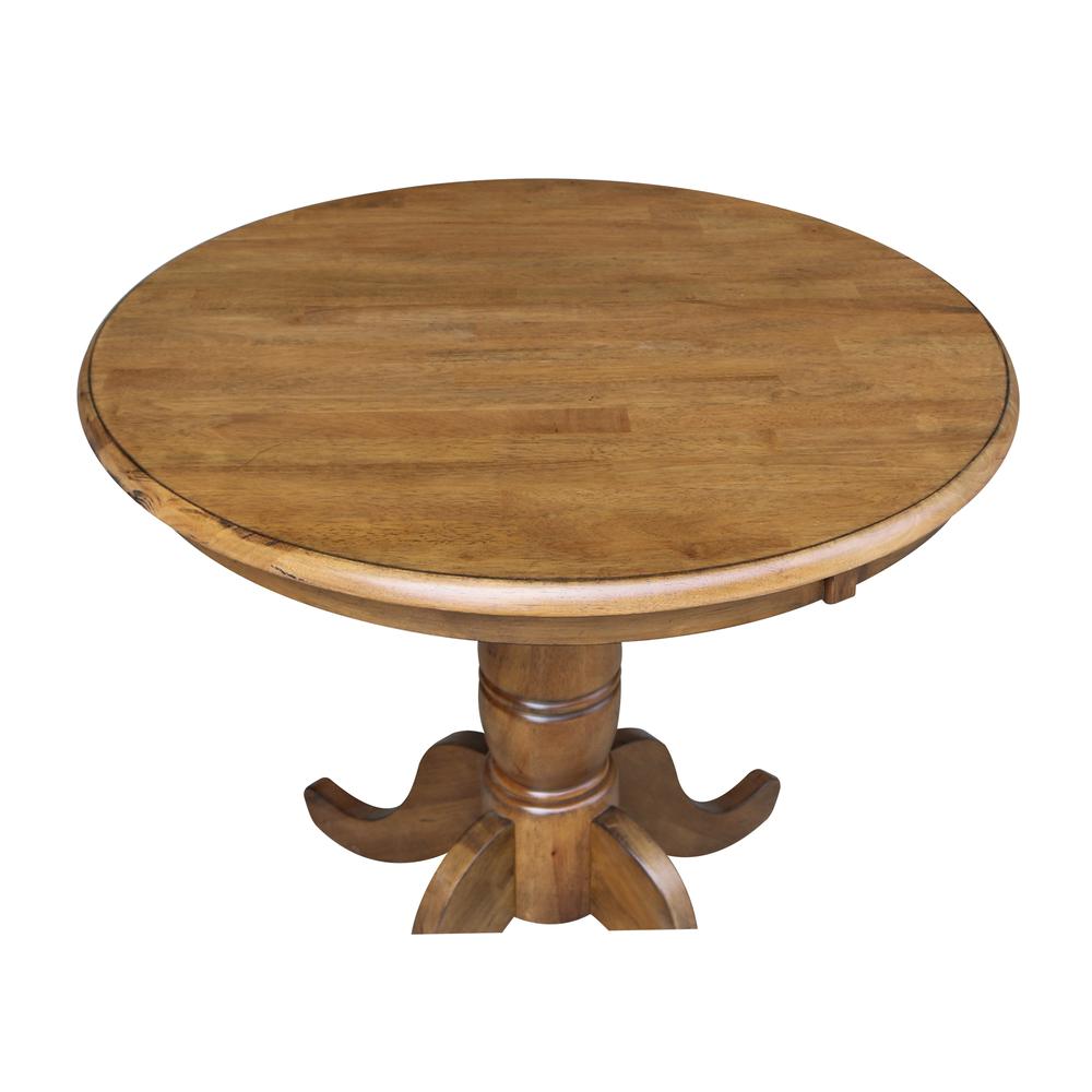 30" Round Top Pedestal Table - 28.9"H, Pecan. Picture 4
