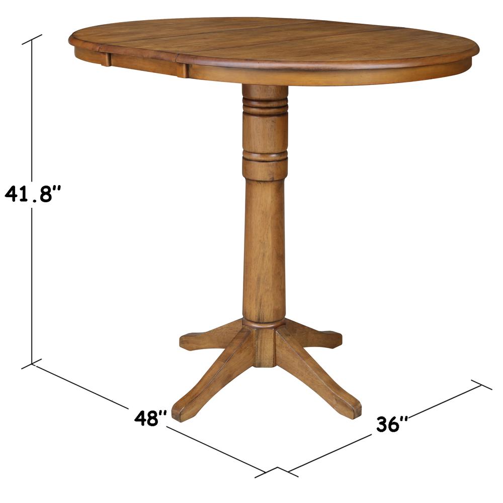 36" Round Top Pedestal Table With 12" Leaf - 28.9"H - Dining Height, Pecan. Picture 51
