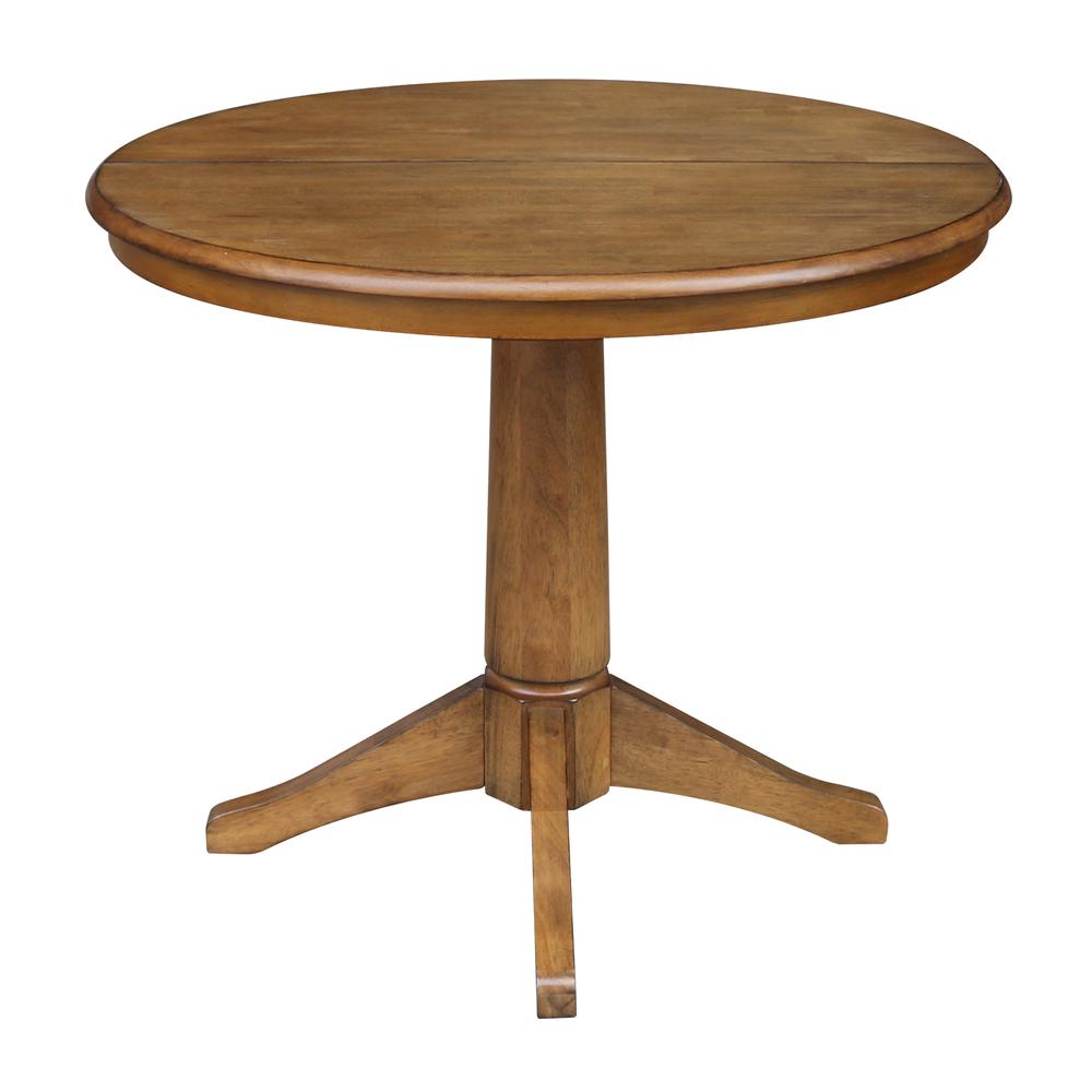 36" Round Top Pedestal Table With 12" Leaf - 28.9"H - Dining Height, Pecan. Picture 41