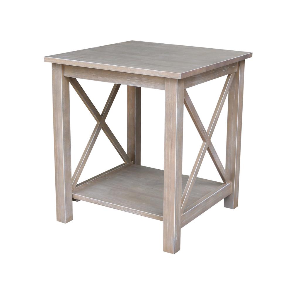 Hampton End Table, Washed Gray Taupe. Picture 1