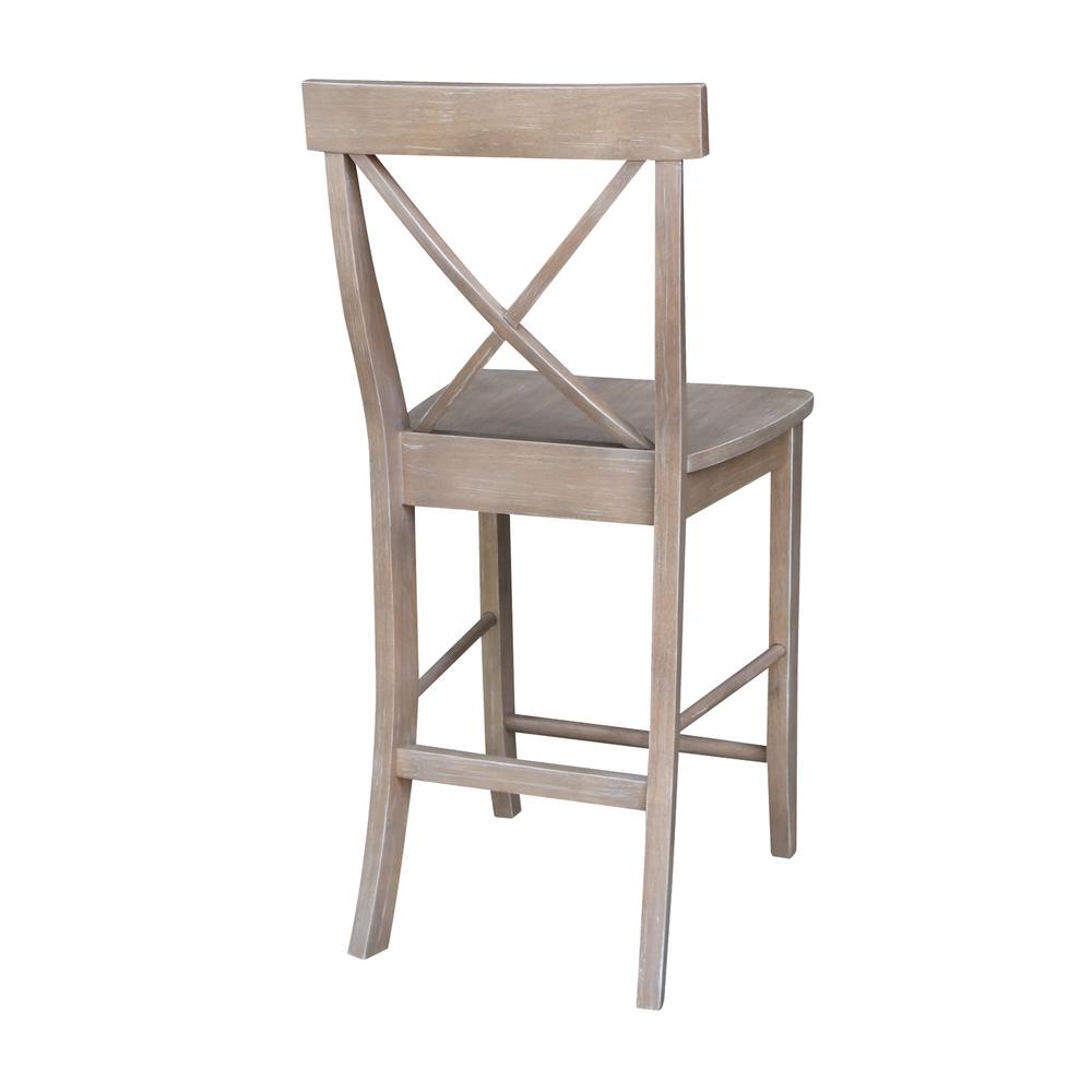 X-Back Counter height Stool - 24" Seat Height, Washed Gray Taupe. Picture 8