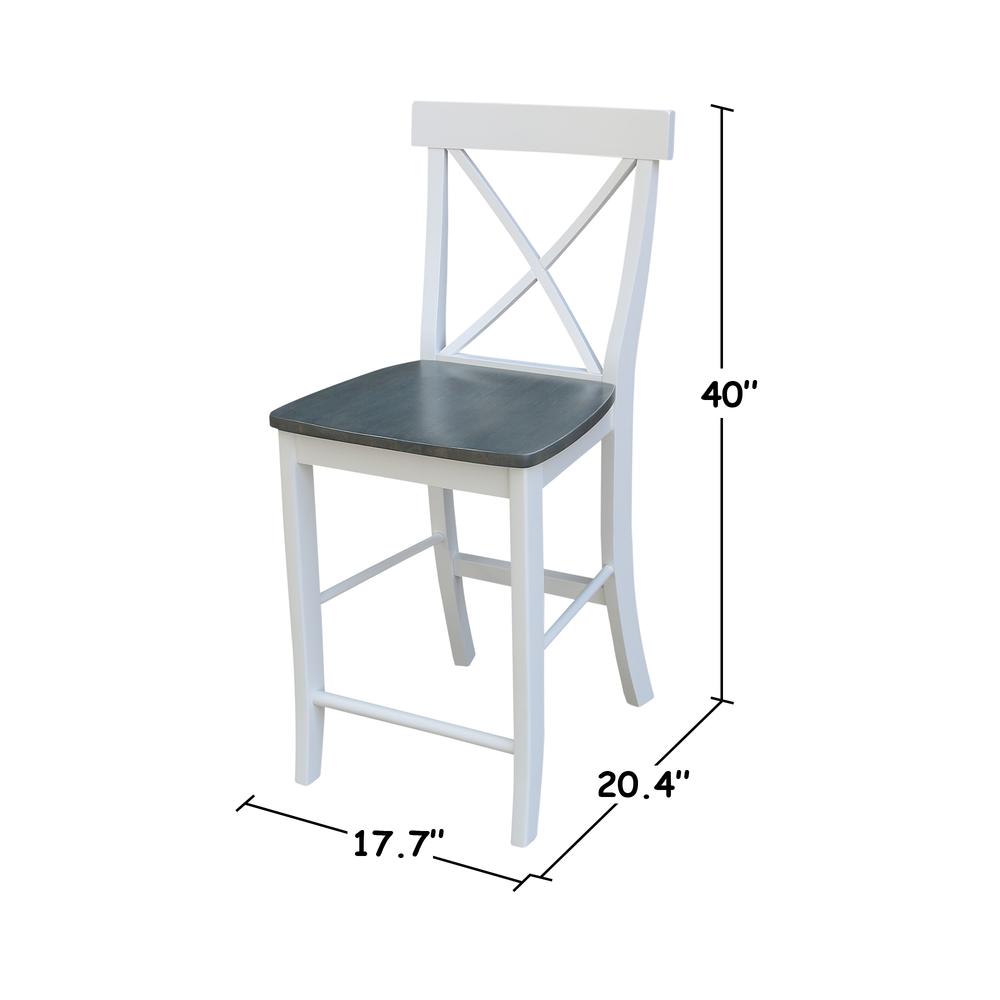 X-back Counterheight Stool - 24" Seat Height, White/Heather Gray. Picture 8