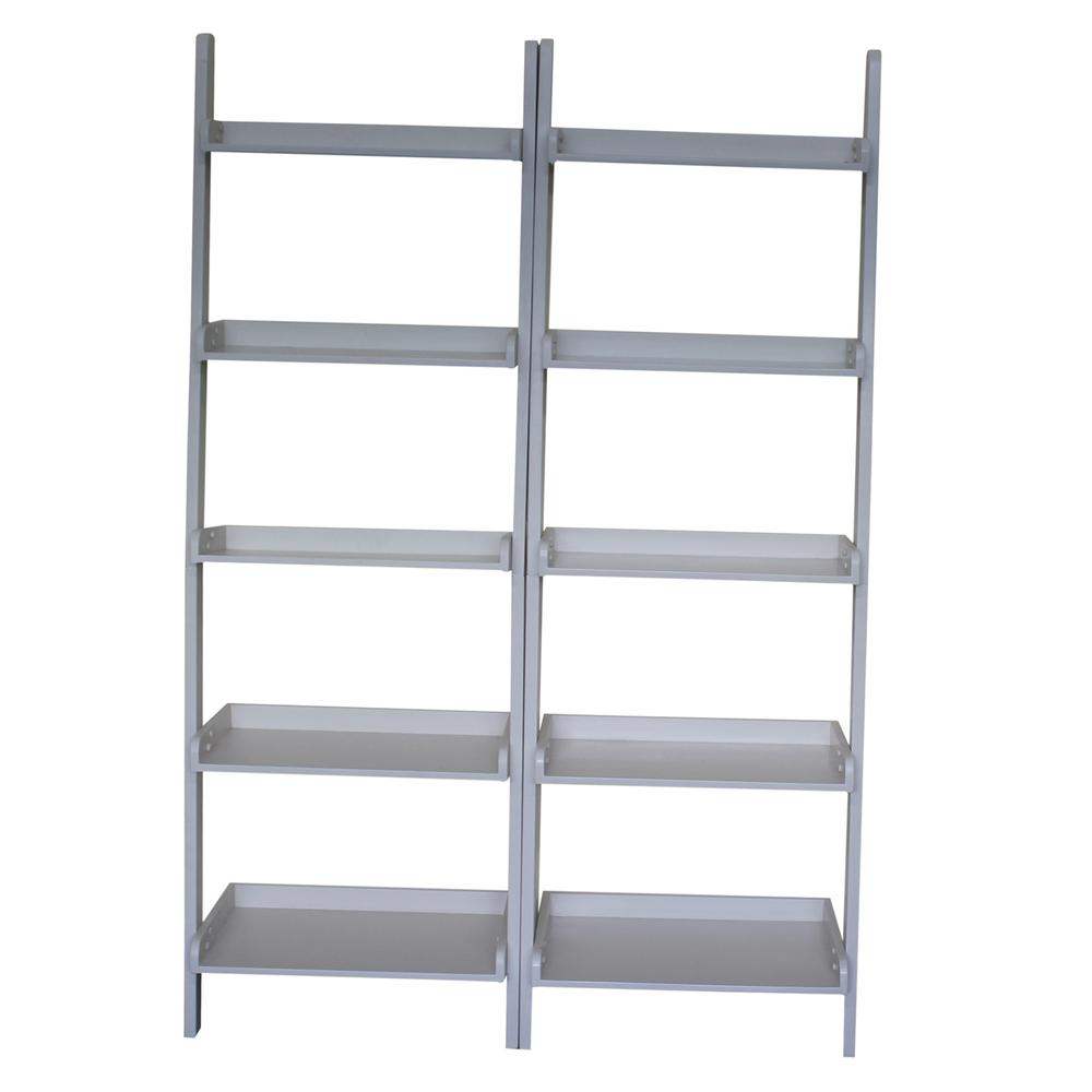 Lean To Shelf Unit With 5 Shelves, Linen white. Picture 1