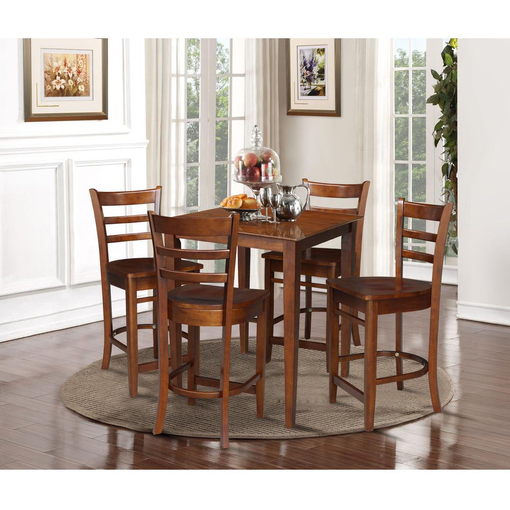 30" x 30" Counter Height Table with 4 Emily Counter Height Stools - 5 Piece Set. Picture 1