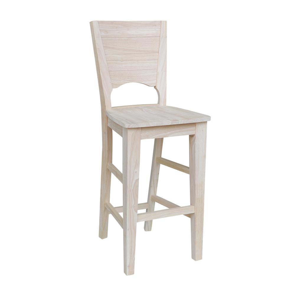 Canyon Collection Solid Back Bar height Stool - 30" Seat Height, Unfinished. Picture 9
