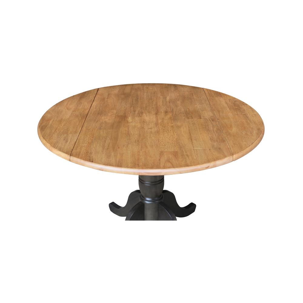 42 in. Round Dual Drop Leaf Dining Table - Hickory/Washed Coal. Picture 7