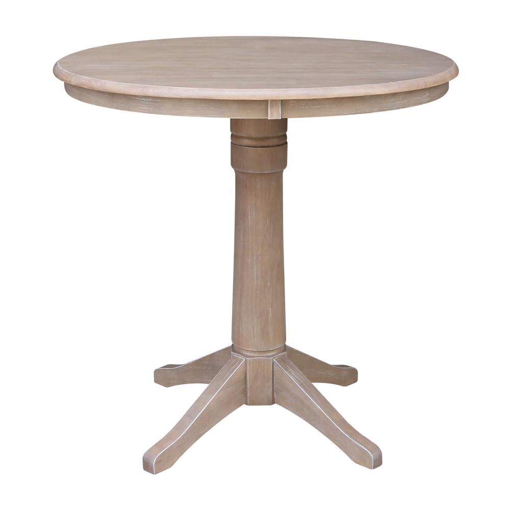 36" Round Pedestal Gathering Height Table with 2 Emily Counter Height Stools. Picture 3