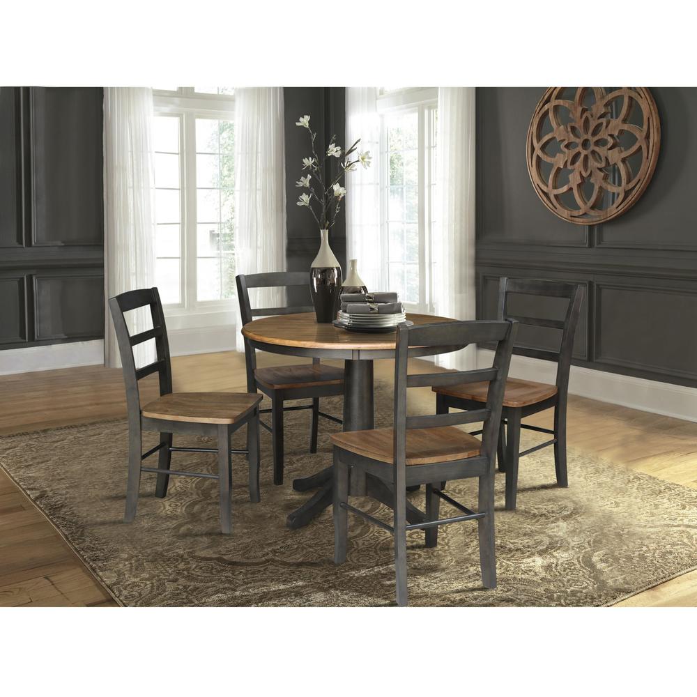 36" Round Pedestal Dining Table with 4 Madrid Ladderback Chairs. Picture 1