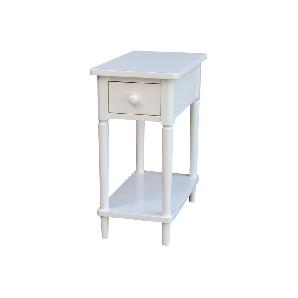 Solid Wood Narrow Side Table in White. Picture 1