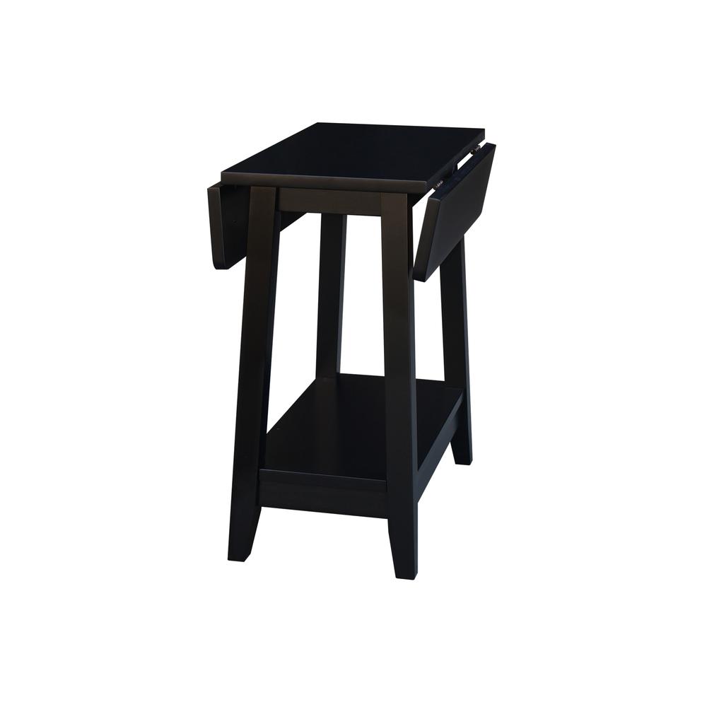 Solid Wood Square Drop Leaf Side Table in Black. Picture 6