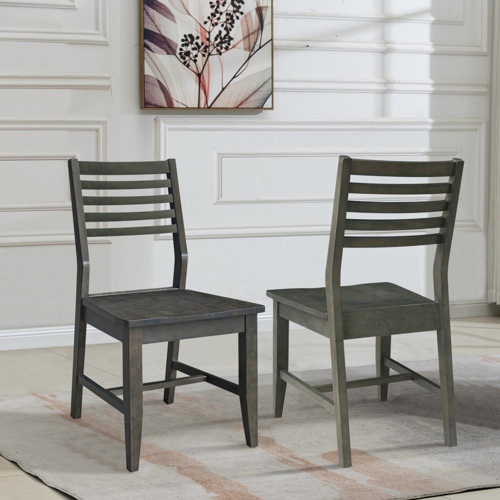 Set of Two Solid Wood Soma Dining Chairs in Coal. Picture 6