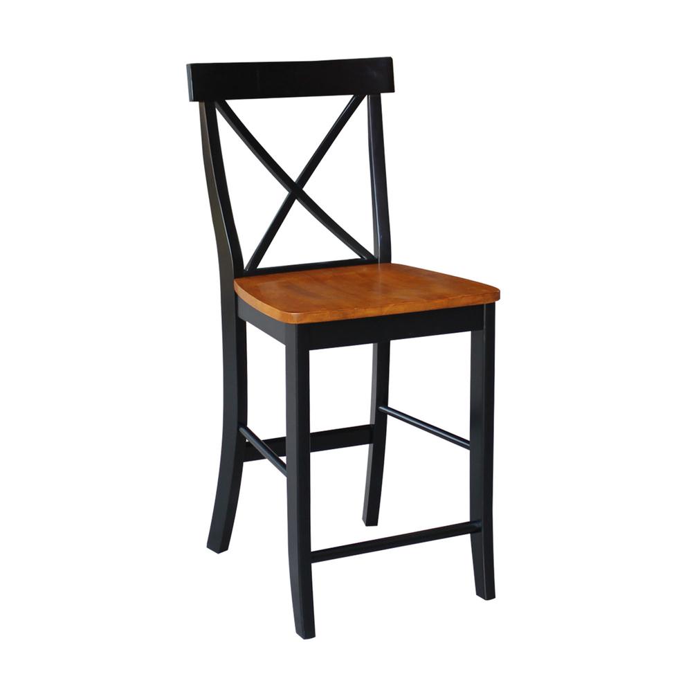 X-Back Counter height Stool - 24" Seat Height, Black/Cherry. Picture 8