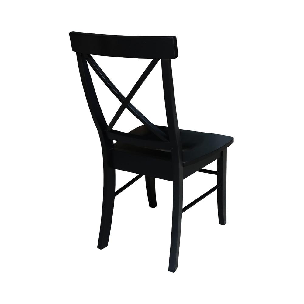 Set of Two X-Back Chairs  with Solid Wood Seats , Black. Picture 8