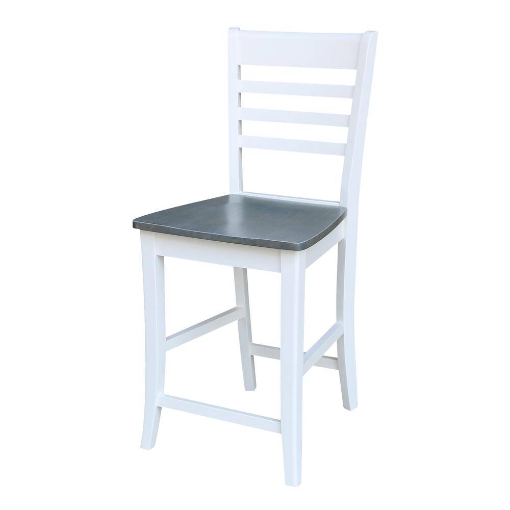 Roma Counter height Stool - 24" Seat Height, White/Heather gray. Picture 1