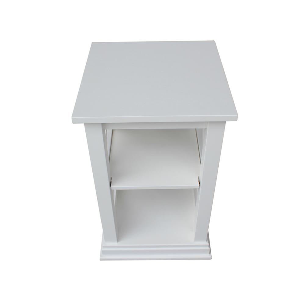 Hampton Accent Table With Shelves, White. Picture 2