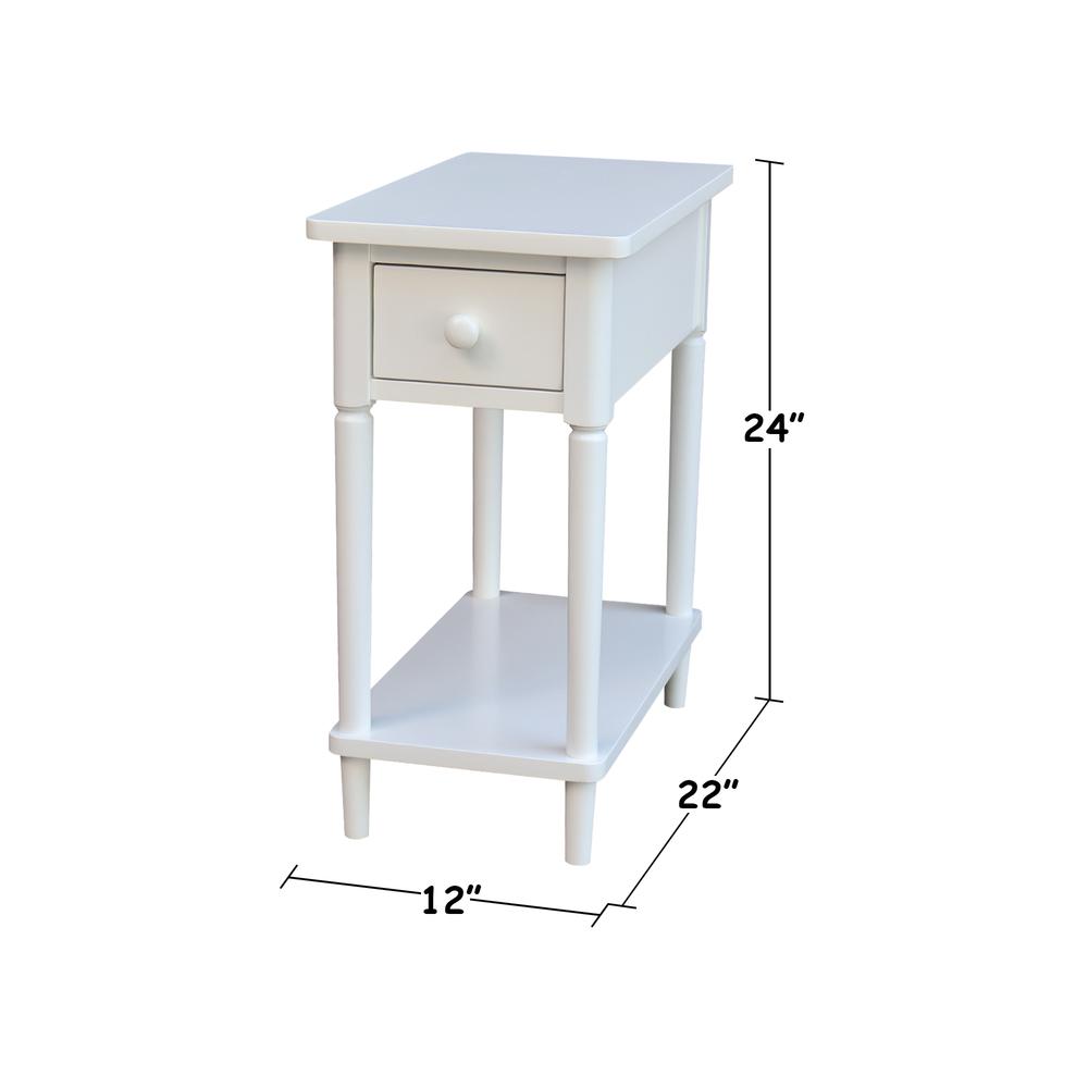 Solid Wood Narrow Side Table in White. Picture 6