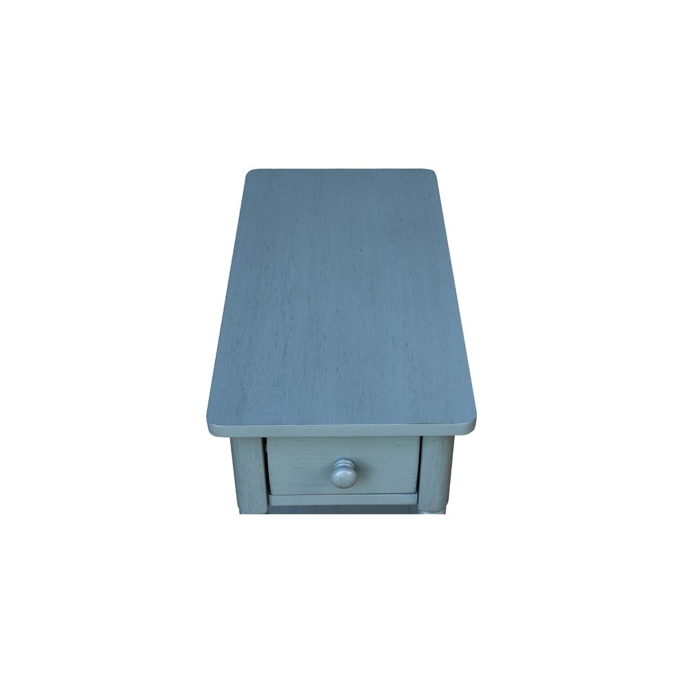 Solid Wood Narrow Side Table in Antique Rubbed Ocean Blue. Picture 8