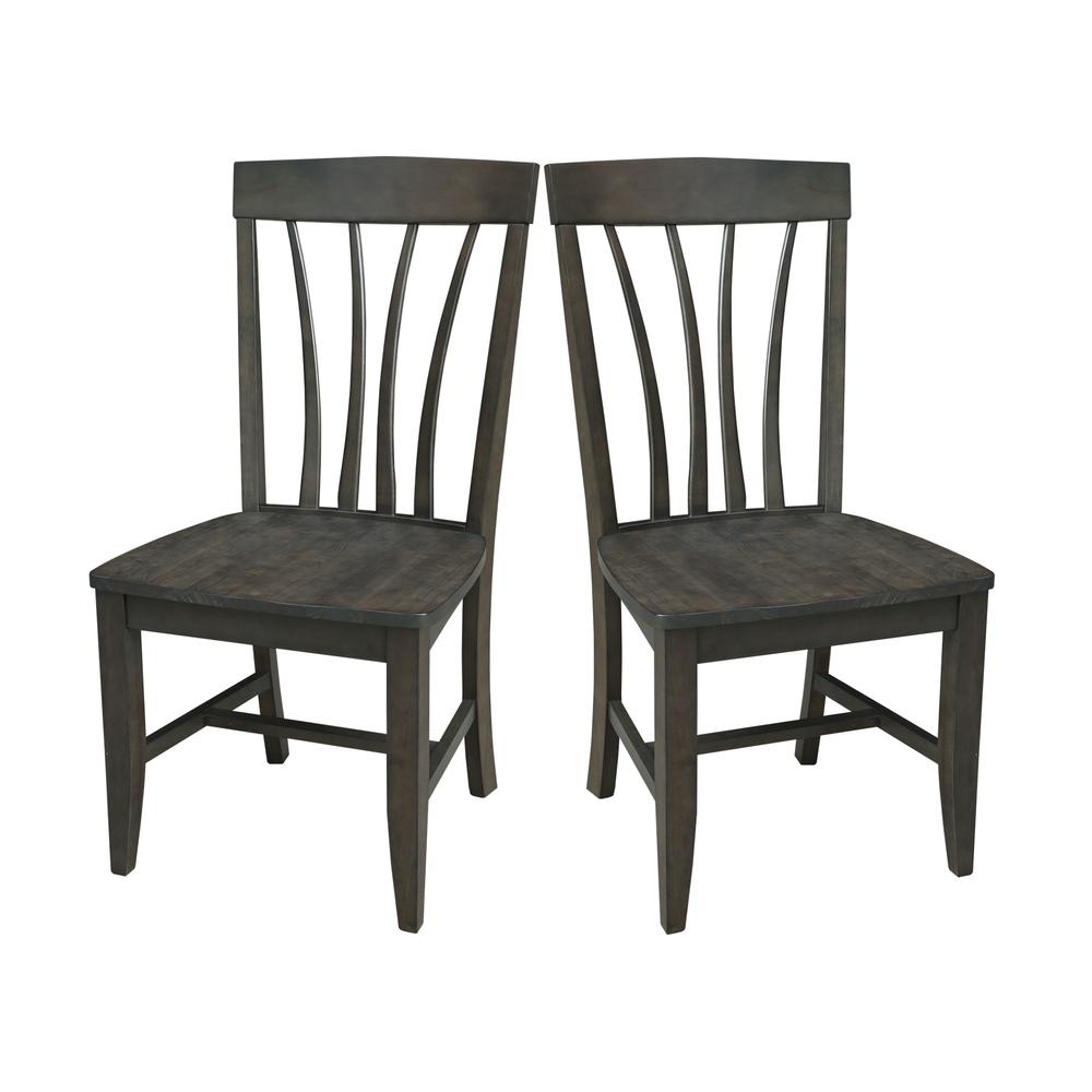 Set of Two Solid Wood Soma FanBack Dining Chairs in Coal. Picture 1