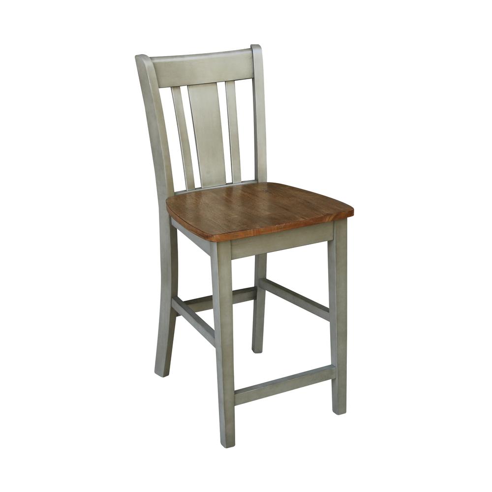 San Remo Counterheight Stool - 24" Seat Height, Hickory/Stone. Picture 7