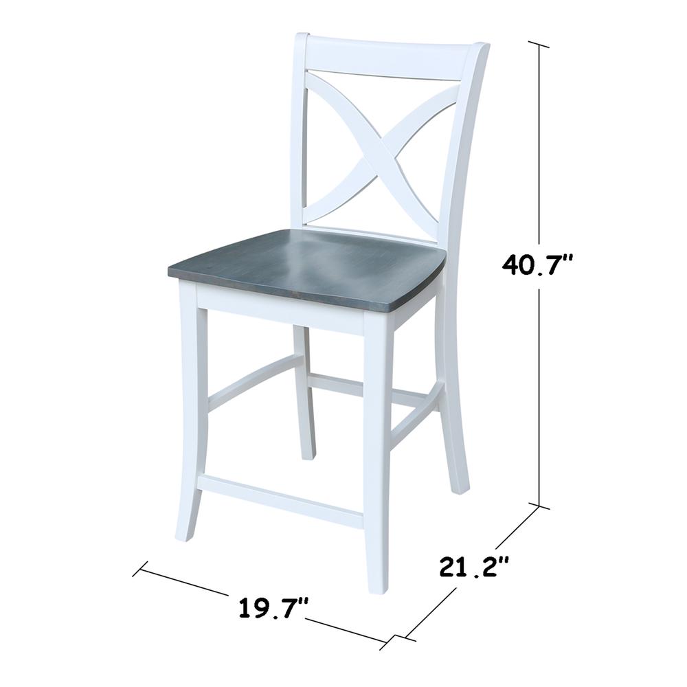 Vineyard Counter height Stool - 24" Seat Height, White/Heather gray. Picture 7
