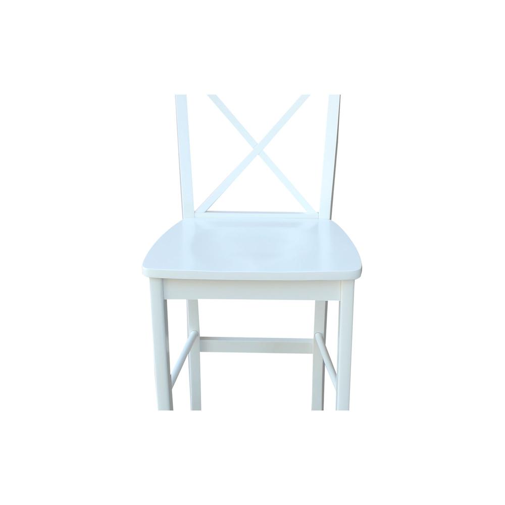 X-Back Bar height Stool - 30" Seat Height, White. Picture 3