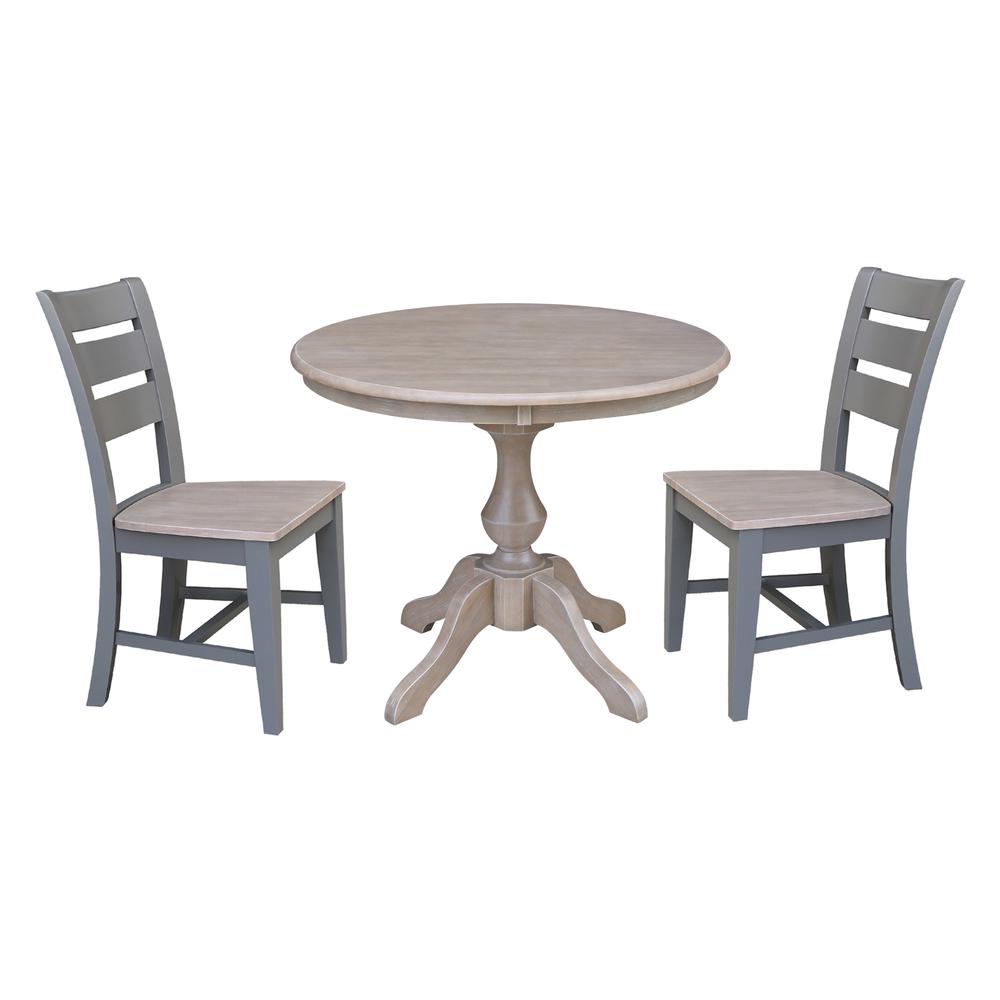 36" Round Top Pedestal Table with 2 Chairs. Picture 1