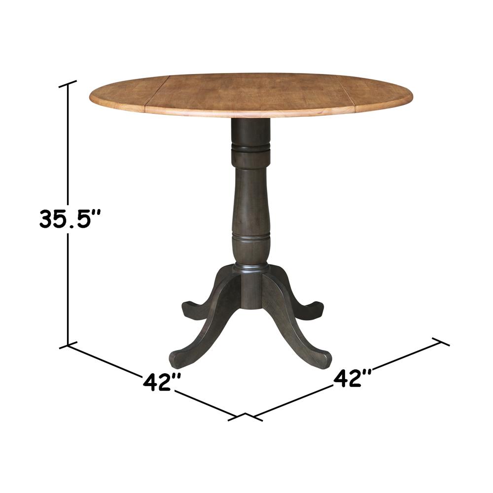 42 in. Round Dual Drop Leaf Counter Height Dining Table - Hickory/Washed Coal. Picture 8