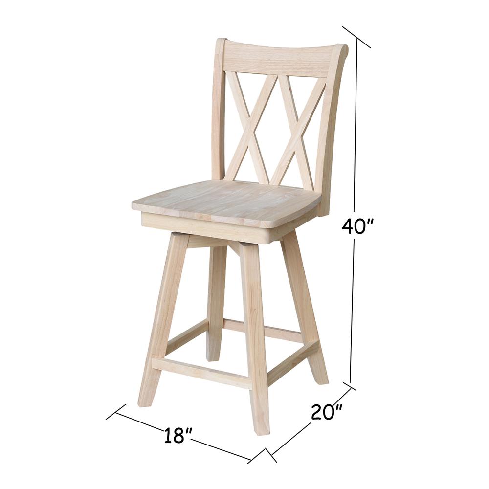 Double "X" Back Counter height Stool - With Swivel And Auto Return - 24" Seat Height , Unfinished. Picture 11