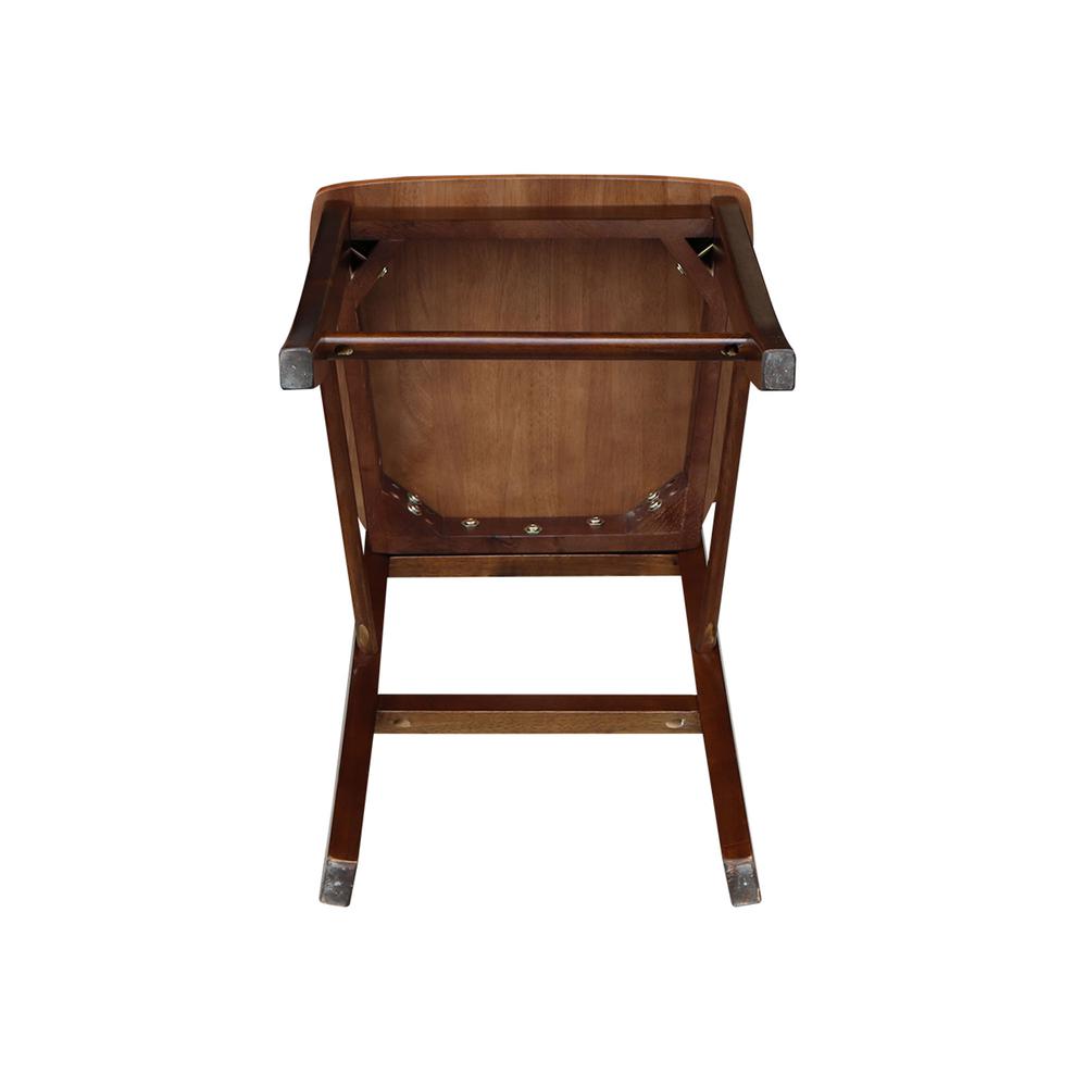 X-Back Counter height Stool - 24" Seat Height, Cinnamon/Espresso. Picture 3