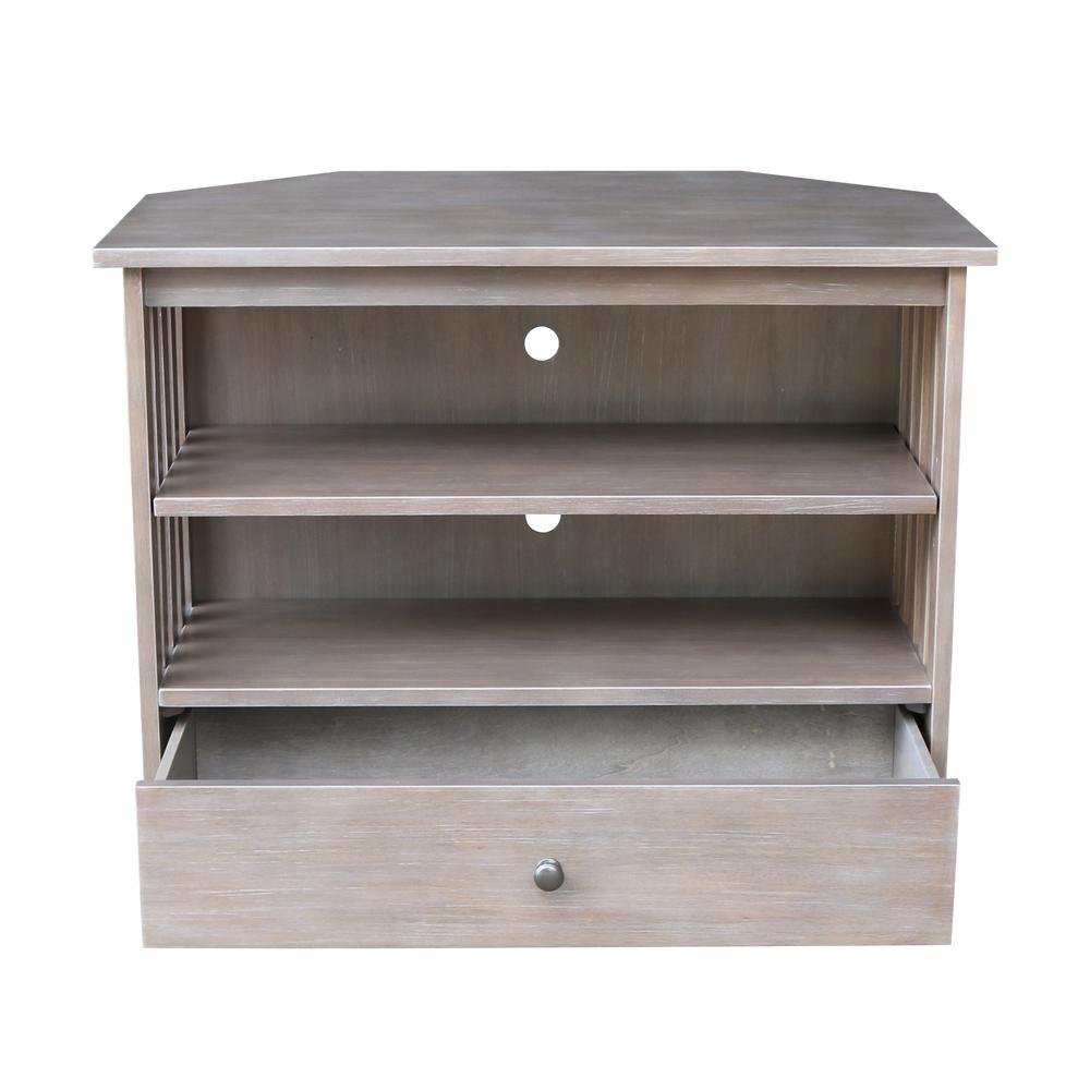 Mission Corner TV Stand, Washed Gray Taupe. Picture 8