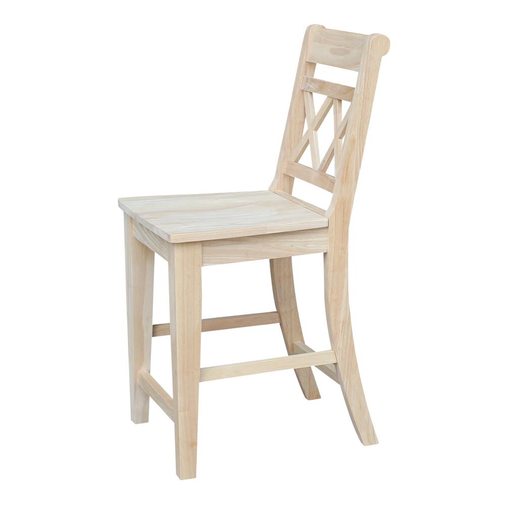 Canyon Collection Counter height Double X-Back  Stool - 24" Seat Height, Unfinished. Picture 3