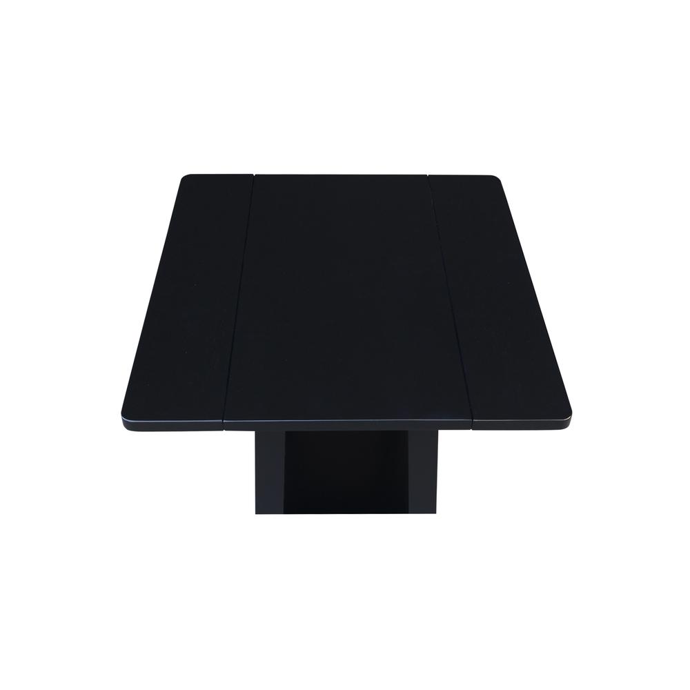 Solid Wood Square Drop Leaf Side Table in Black. Picture 9