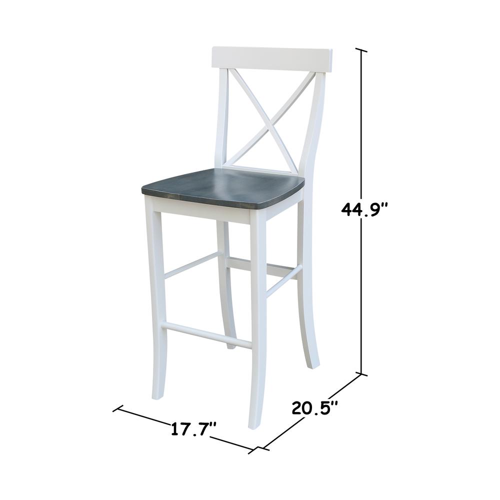 X-back Barheight Stool - 30" Seat Height, White/Heather Gray. Picture 7