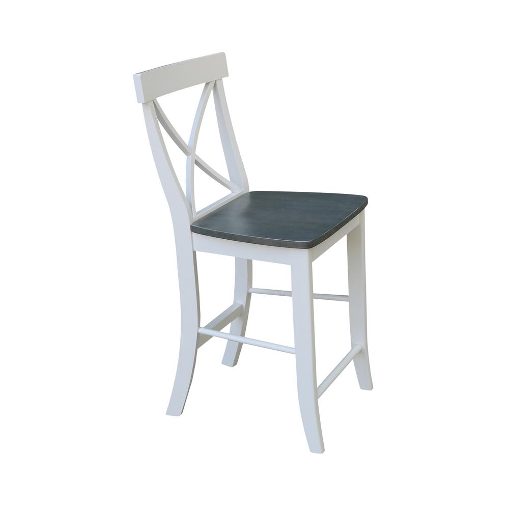 X-back Counterheight Stool - 24" Seat Height, White/Heather Gray. Picture 4