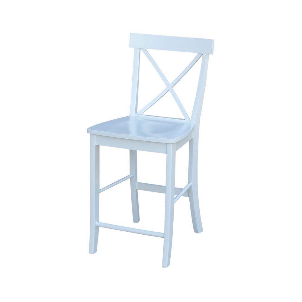 X-Back Counter height Stool - 24" Seat Height, White. Picture 1