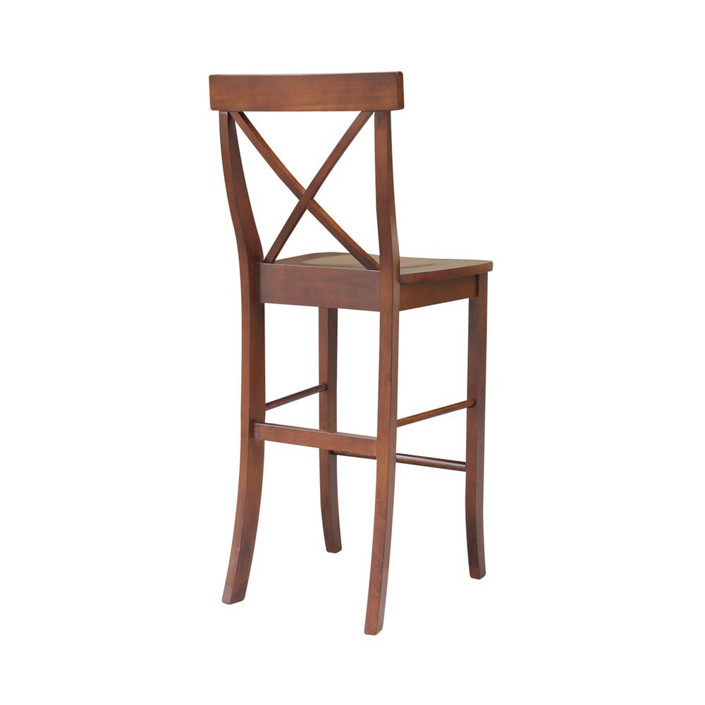 X-Back Bar height Stool - 30" Seat Height, Espresso. Picture 10