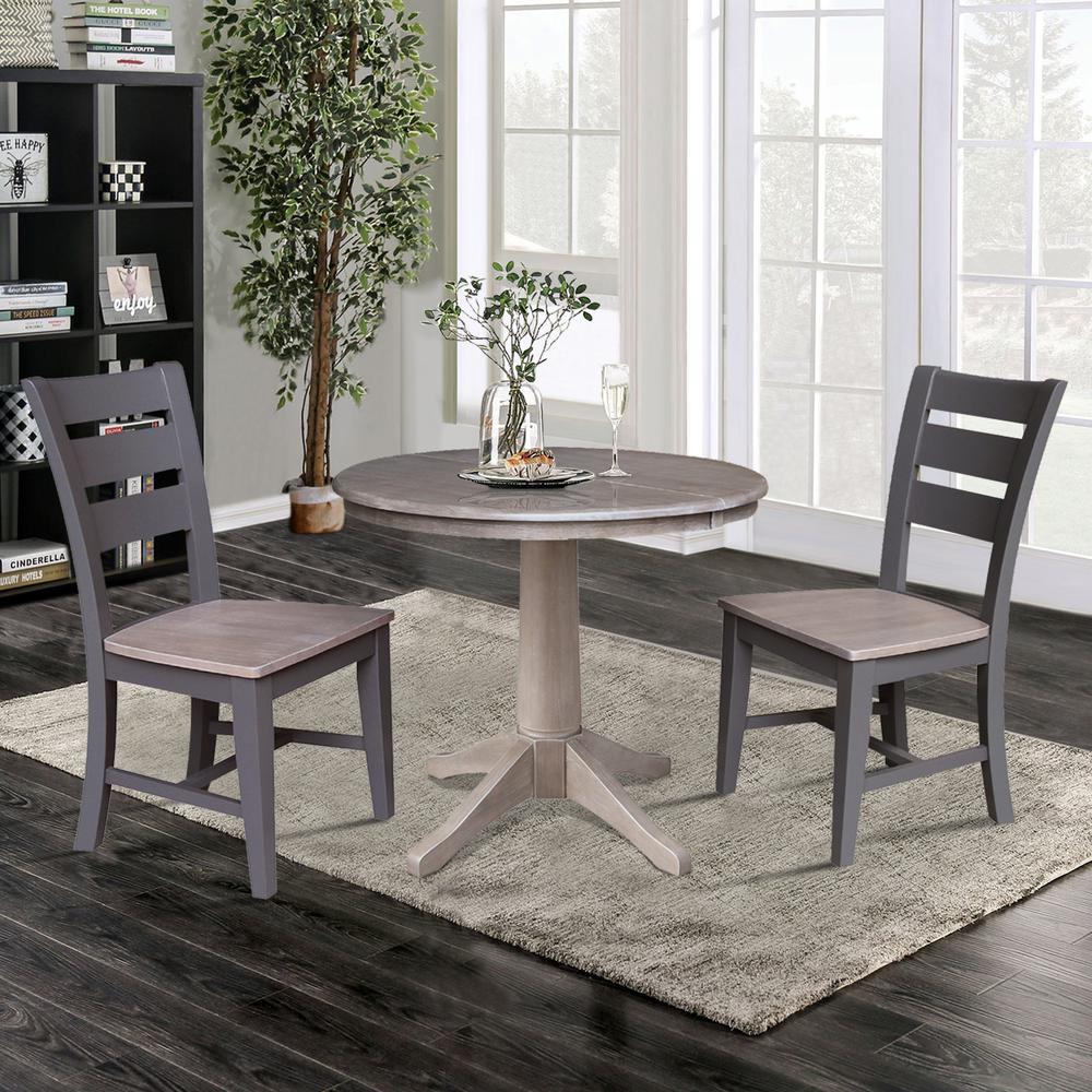 36" Round Extension Dining Table with 2 X-Back Chairs 727506562336. Picture 2