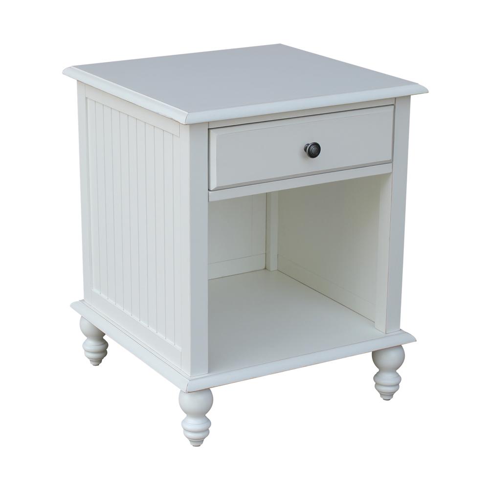 Cottage Collection End Table with Drawer in White, Beach white - hand rubbed. Picture 9