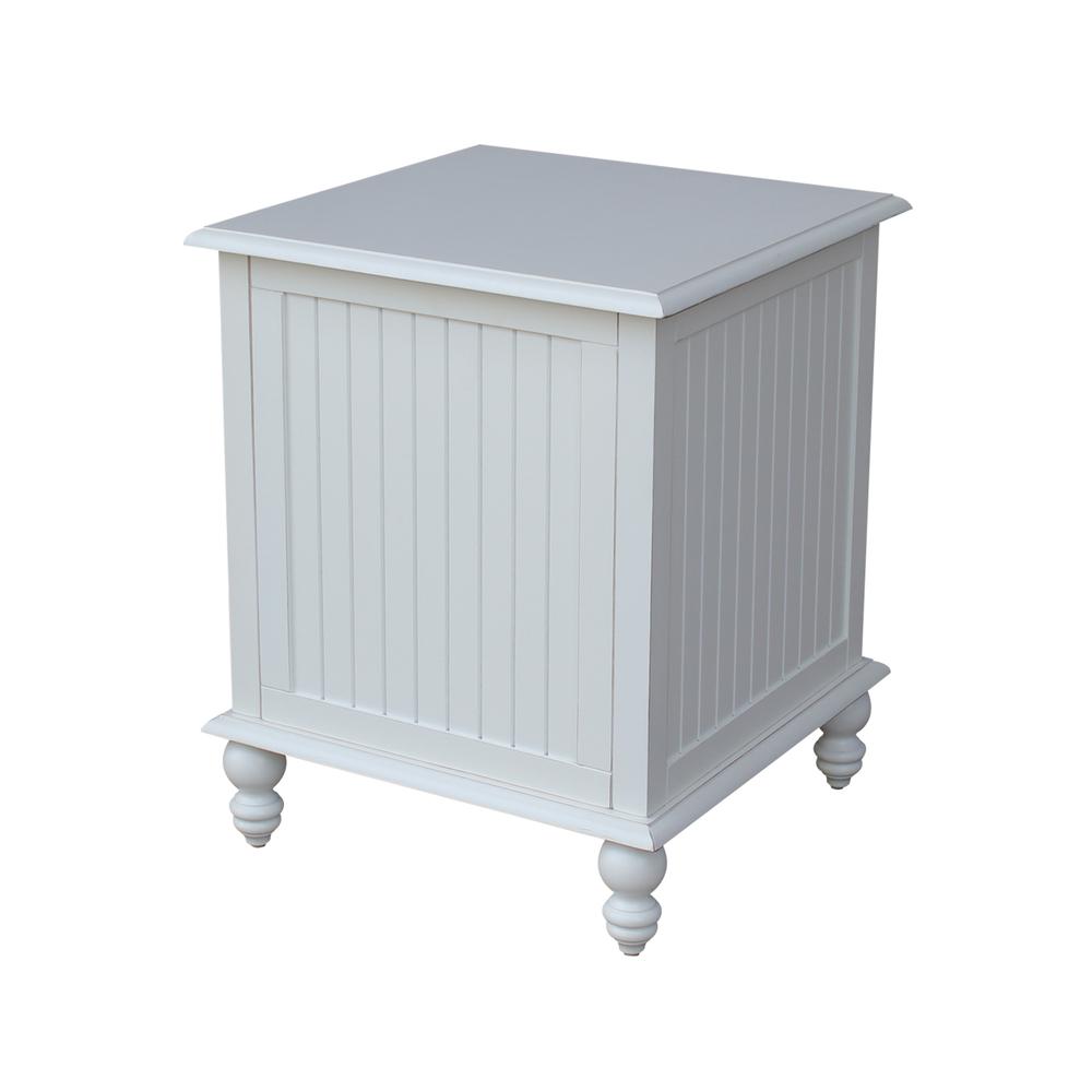 Cottage Collection End Table with Drawer in White, Beach white - hand rubbed. Picture 1