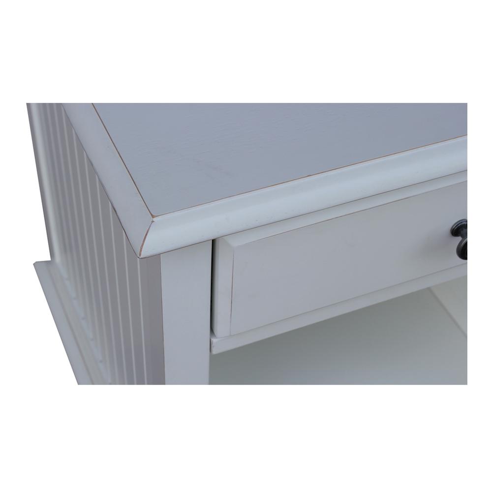 Cottage Collection End Table with Drawer in White, Beach white - hand rubbed. Picture 2