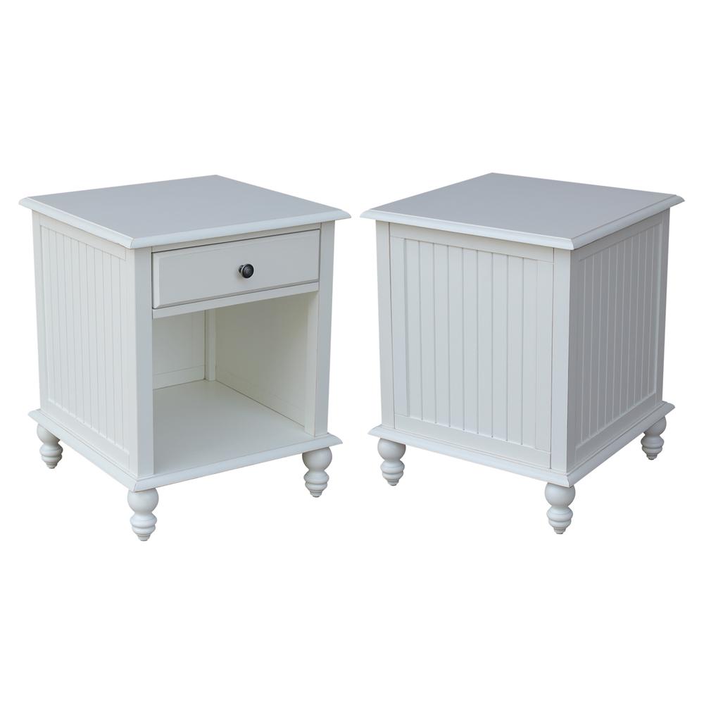 Cottage Collection End Table with Drawer in White, Beach white - hand rubbed. Picture 3