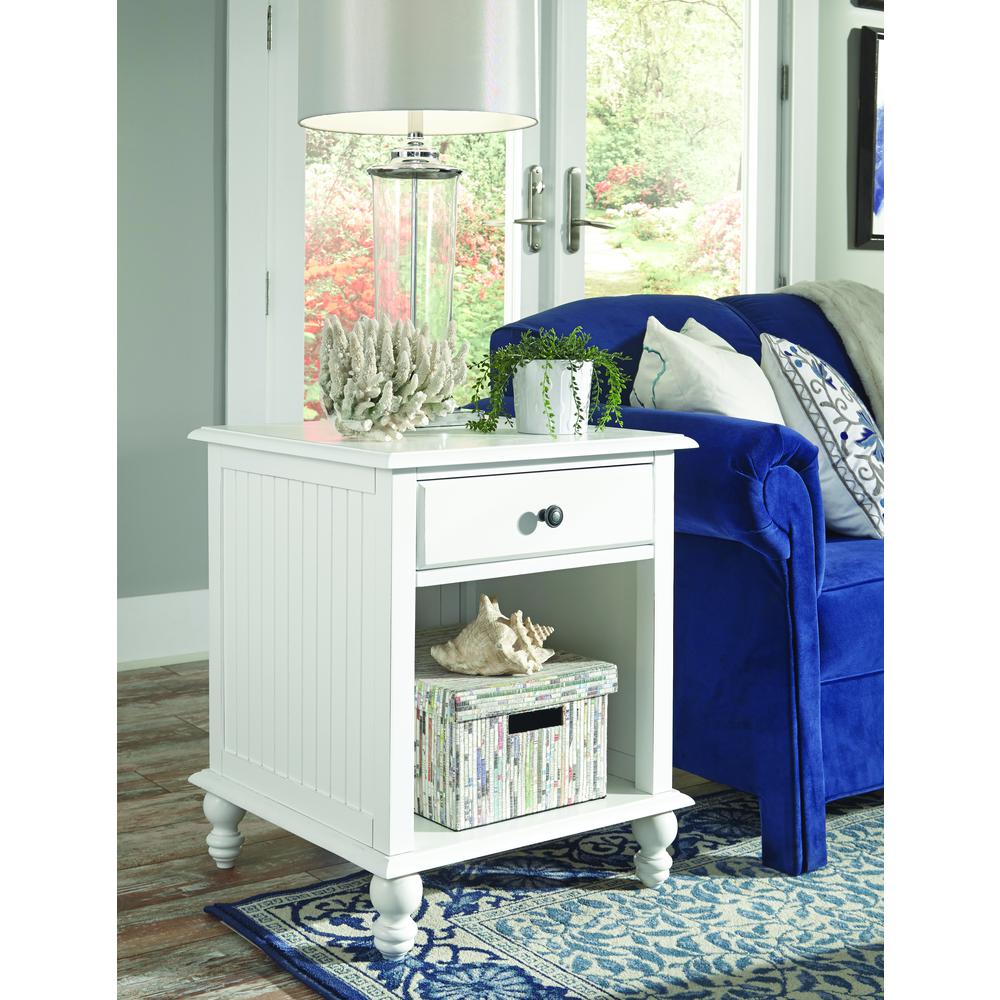 Cottage Collection End Table with Drawer in White, Beach white - hand rubbed. Picture 4