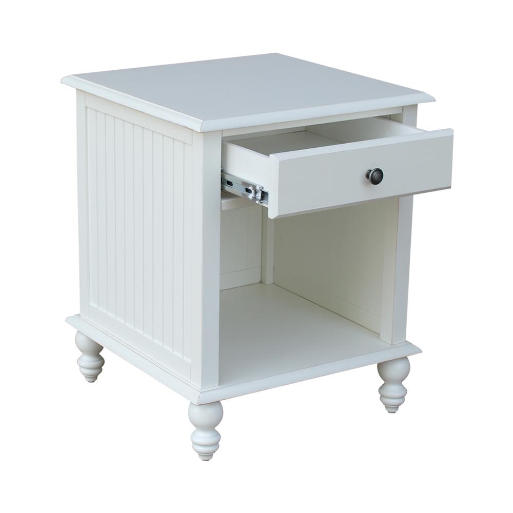 Cottage Collection End Table with Drawer in White, Beach white - hand rubbed. Picture 5