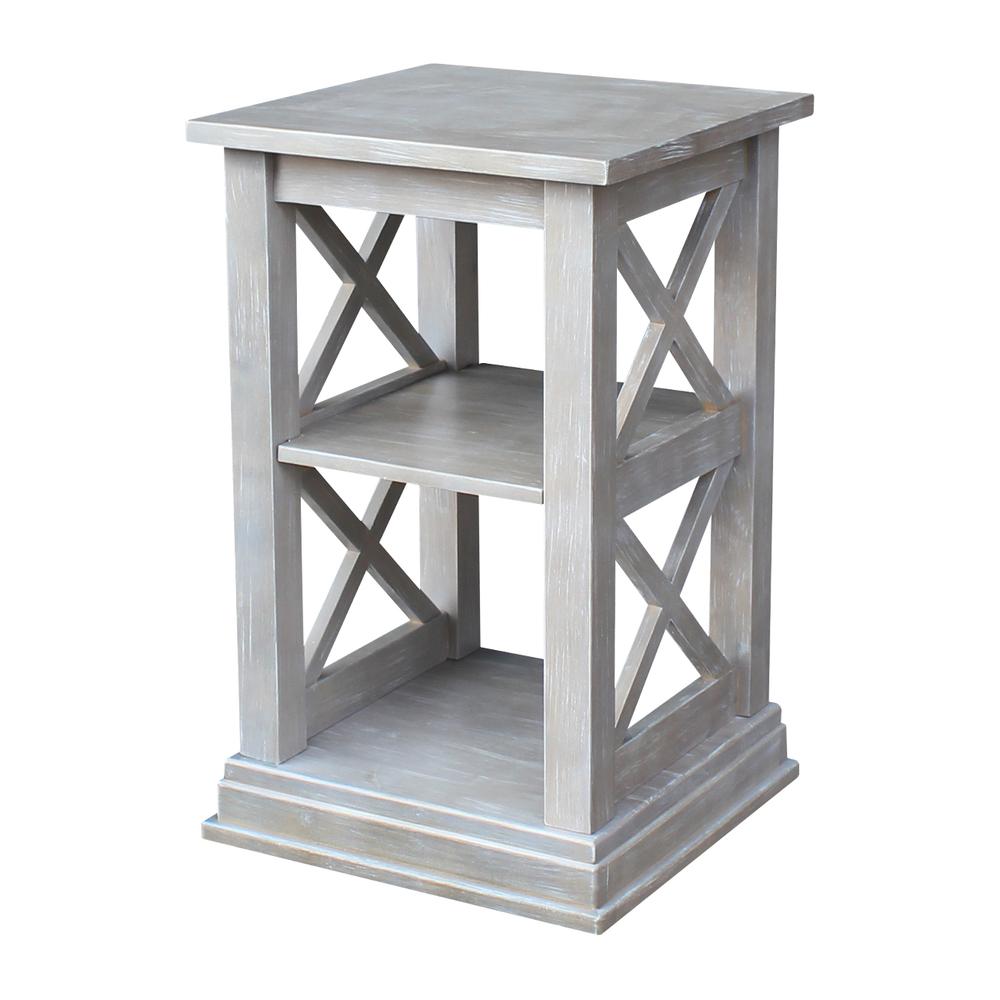Hampton Accent Table With Shelves, Washed Gray Taupe. Picture 1