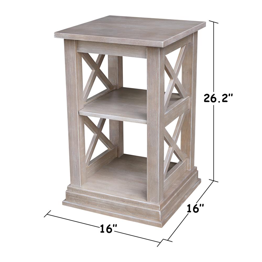 Hampton Accent Table With Shelves, Washed Gray Taupe. Picture 2