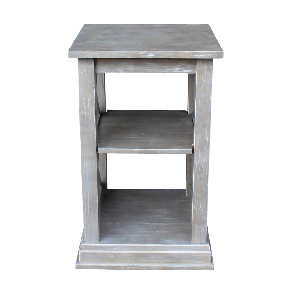 Hampton Accent Table With Shelves, Washed Gray Taupe. Picture 4