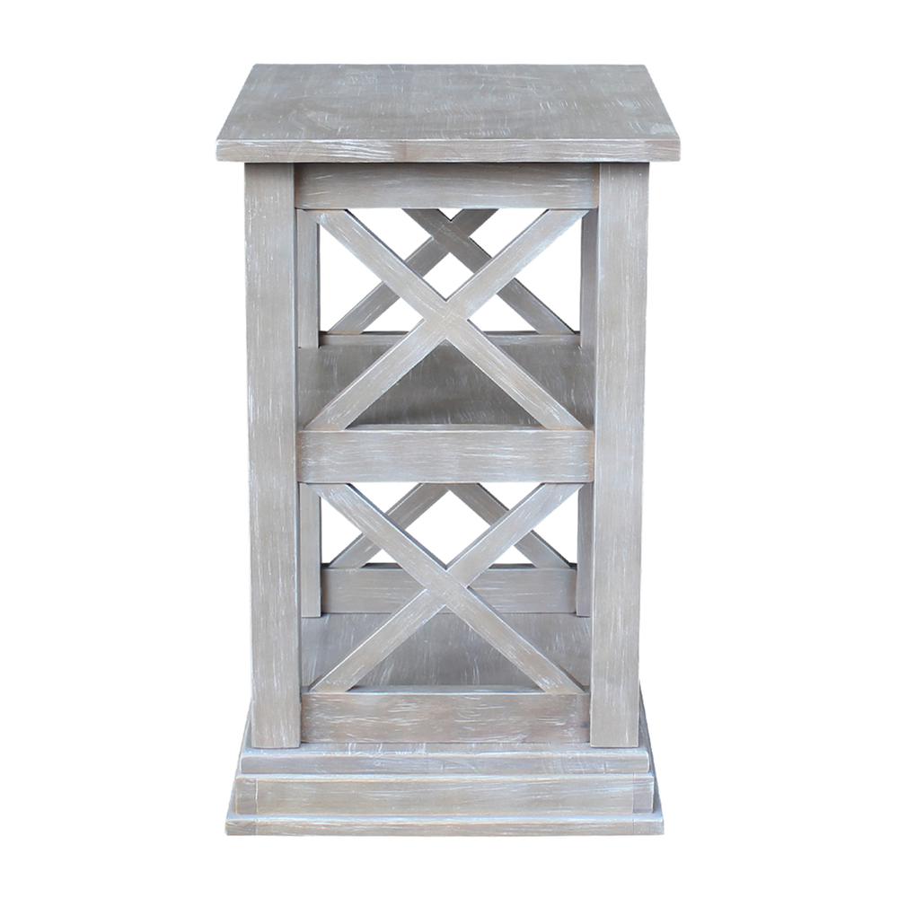 Hampton Accent Table With Shelves, Washed Gray Taupe. Picture 6