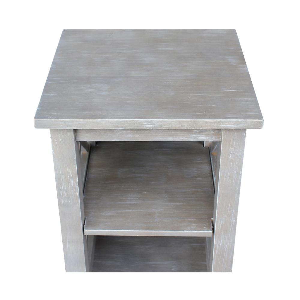 Hampton Accent Table With Shelves, Washed Gray Taupe. Picture 10