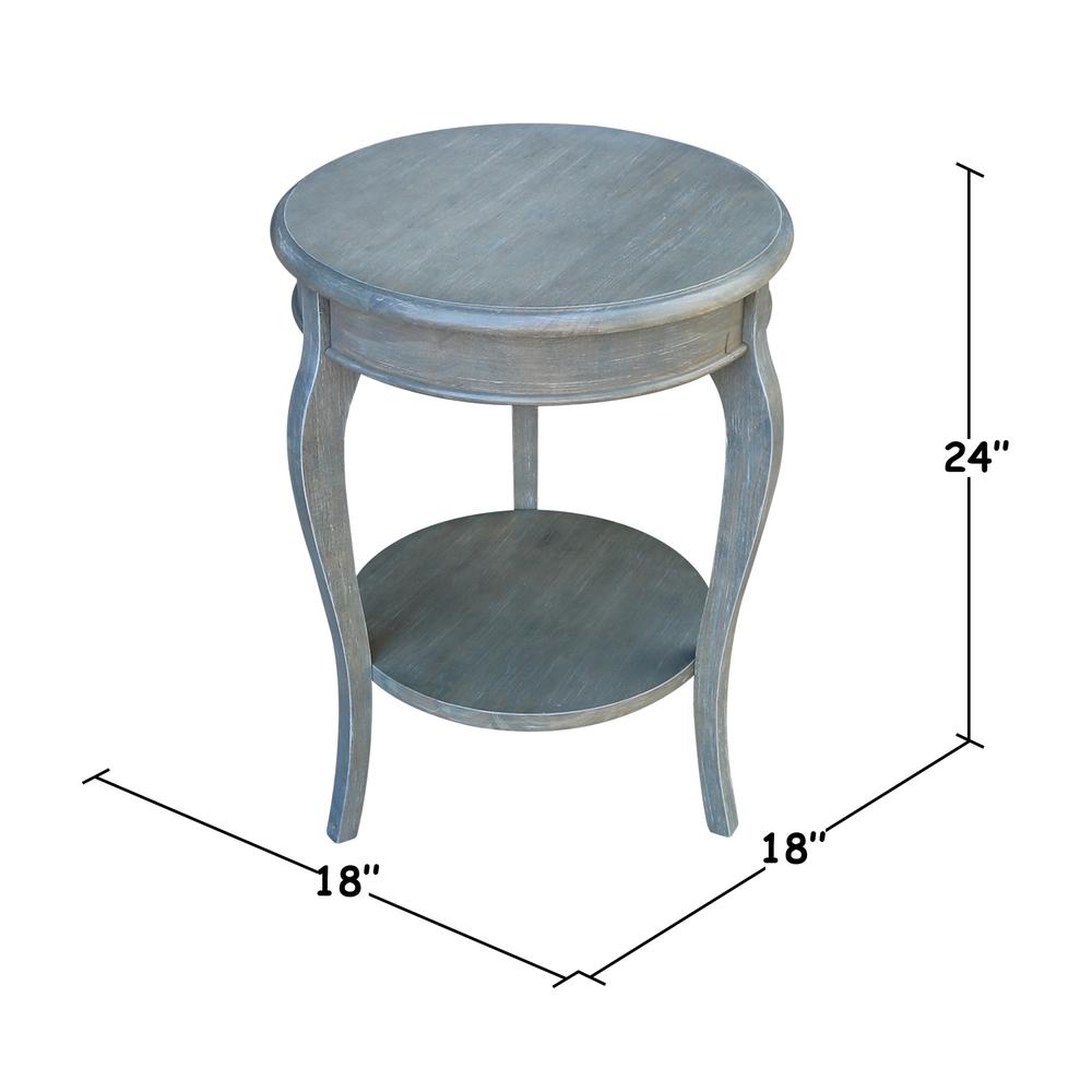 Cambria Round End Table, Heather grey-antique washed. Picture 1